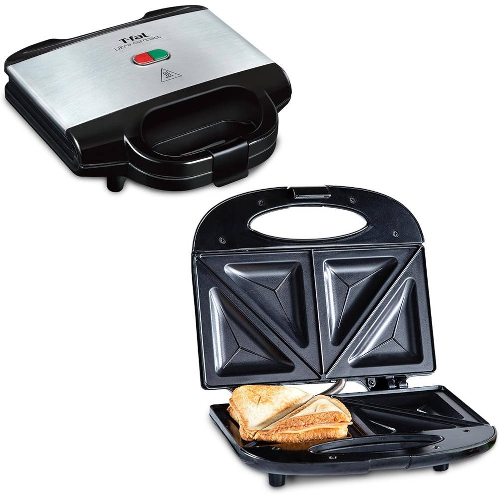 image:imageTfal Electric Grill OptiGrill 4in1 Stainless Steel 9 Automatic Cooking Modes Intelligent Grilling Rare to WellDone 1800 Watts Nonstick Removable Plates Dishwasher Safe Indoor SilverCompact Sandwich Maker