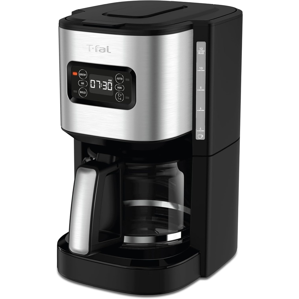 image:imageTfal Element Plastic and Stainless Steel Drip Coffee Machine 12 Cup Programmable Reusable filter Pause and Brew Glass Carafe 1000 watts Coffer Maker Filter machine Cold Brew Black