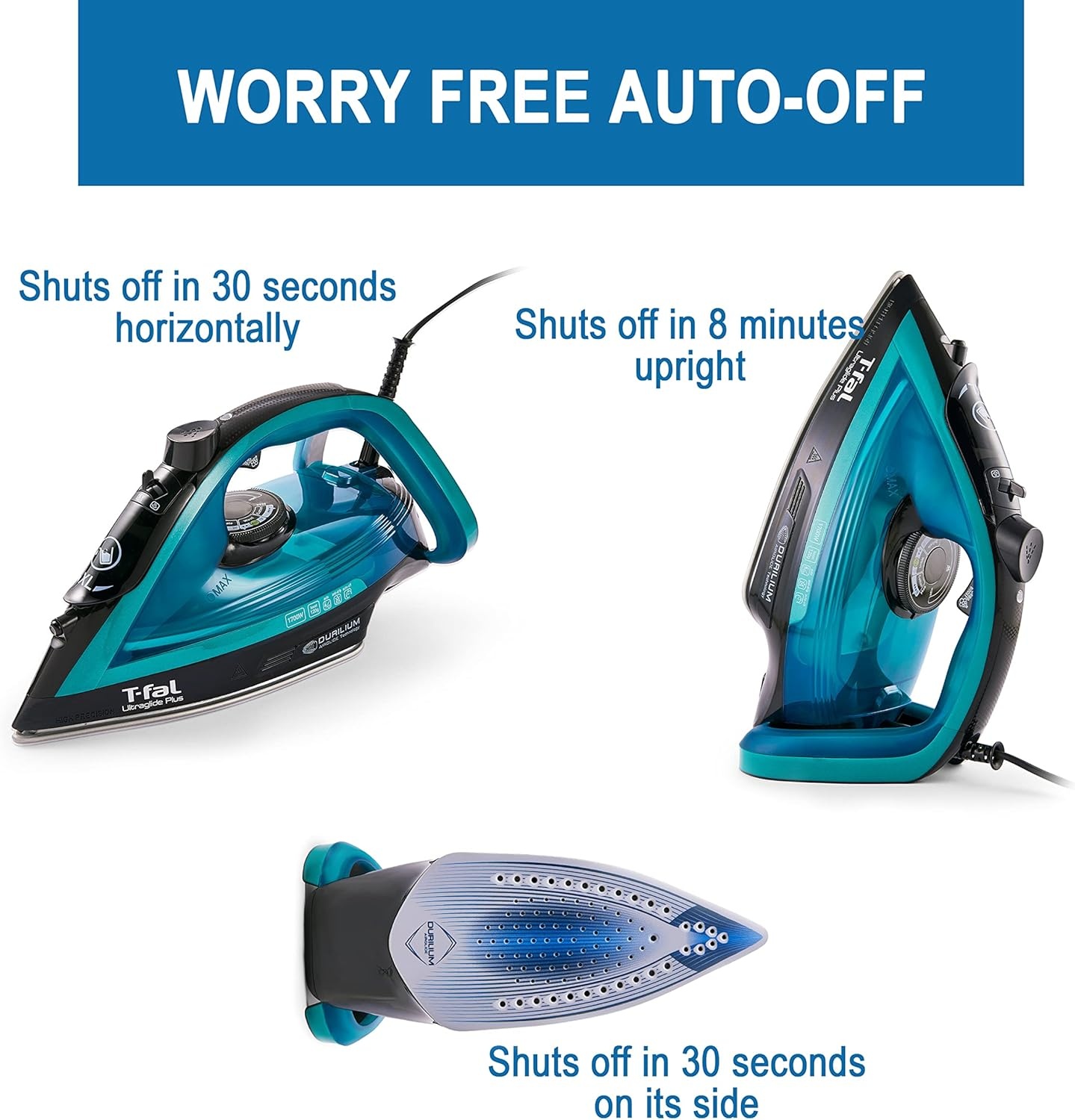 image:imageTFal Virtuo Steam Iron for Clothes with Retractable Cord Portable Iron and Steamer for Clothes Ceramic Nonstick Soleplate 1500 Watts AntiDrip AutoOff Scratch Resistant Grey6 in x 12 in x 6 in Pack of 3