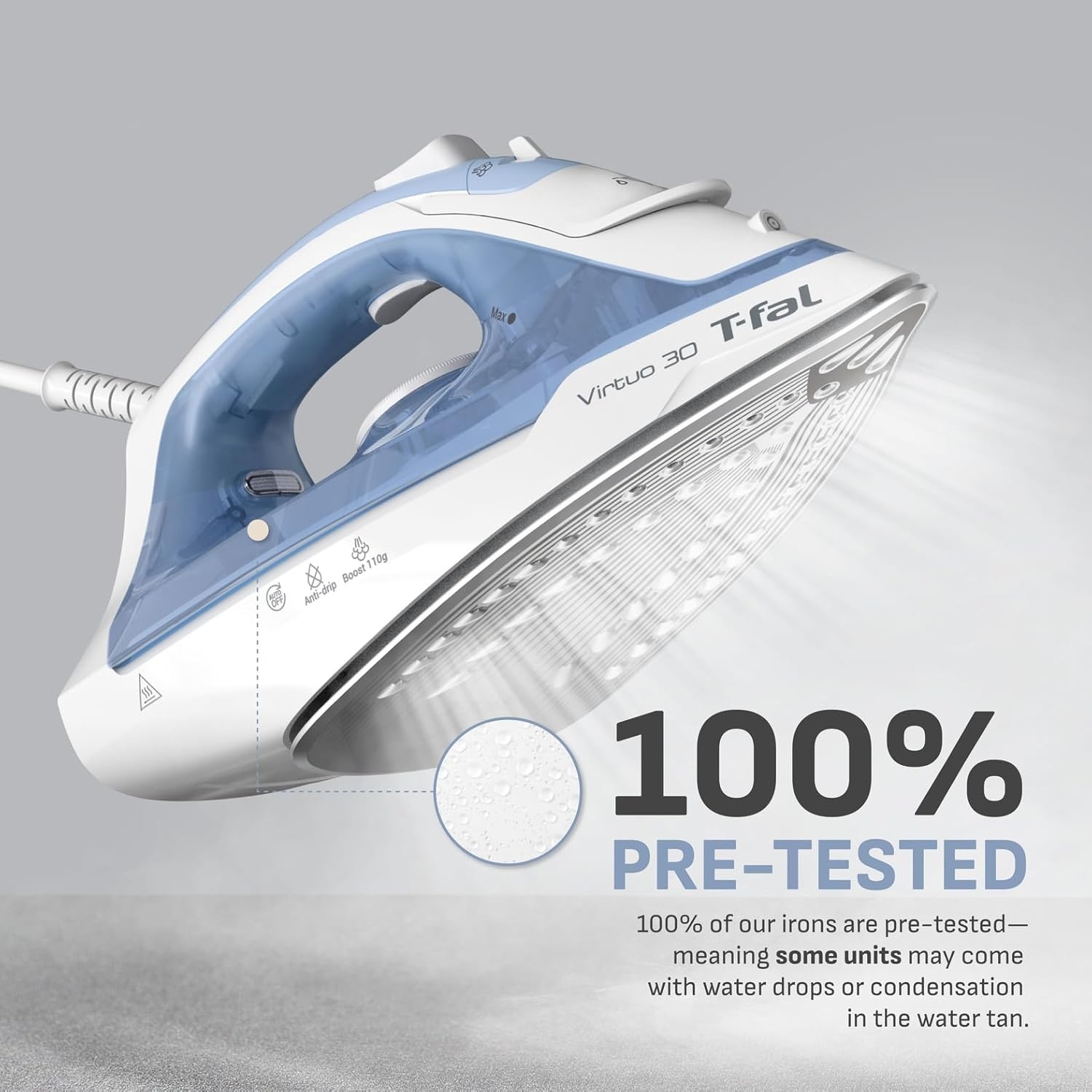image:imageTFal Virtuo Steam Iron for Clothes with Retractable Cord Portable Iron and Steamer for Clothes Ceramic Nonstick Soleplate 1500 Watts AntiDrip AutoOff Scratch Resistant Grey512 in x 1181 in x 709 in