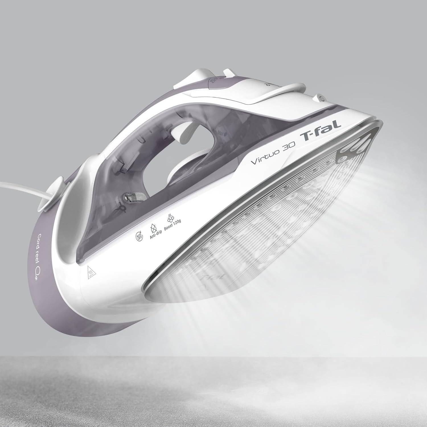 image:imageTFal Virtuo Steam Iron for Clothes with Retractable Cord Portable Iron and Steamer for Clothes Ceramic Nonstick Soleplate 1500 Watts AntiDrip AutoOff Scratch Resistant Grey528 in x 1205 in x 701 in