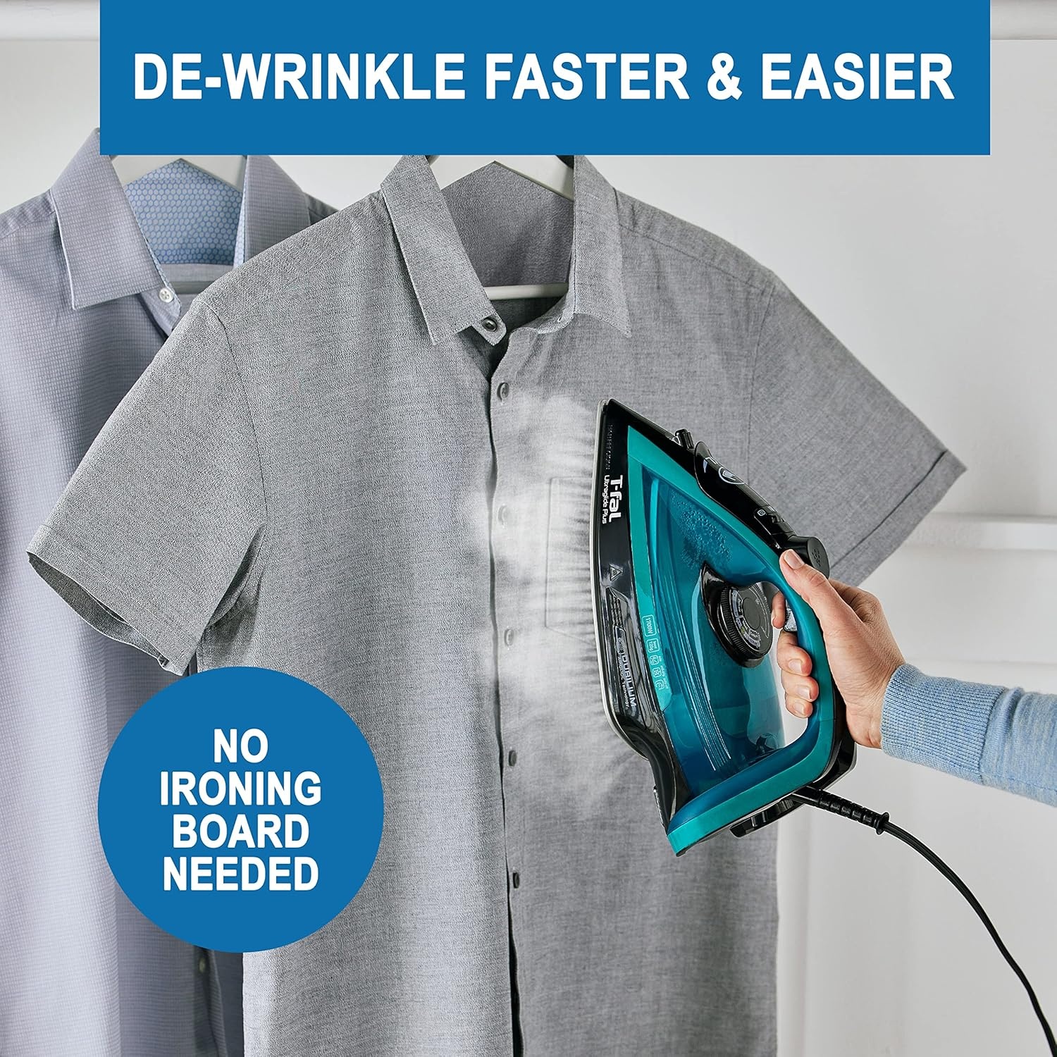 image:imageTFal Virtuo Steam Iron for Clothes with Retractable Cord Portable Iron and Steamer for Clothes Ceramic Nonstick Soleplate 1500 Watts AntiDrip AutoOff Scratch Resistant Grey6 in x 12 in x 6 in