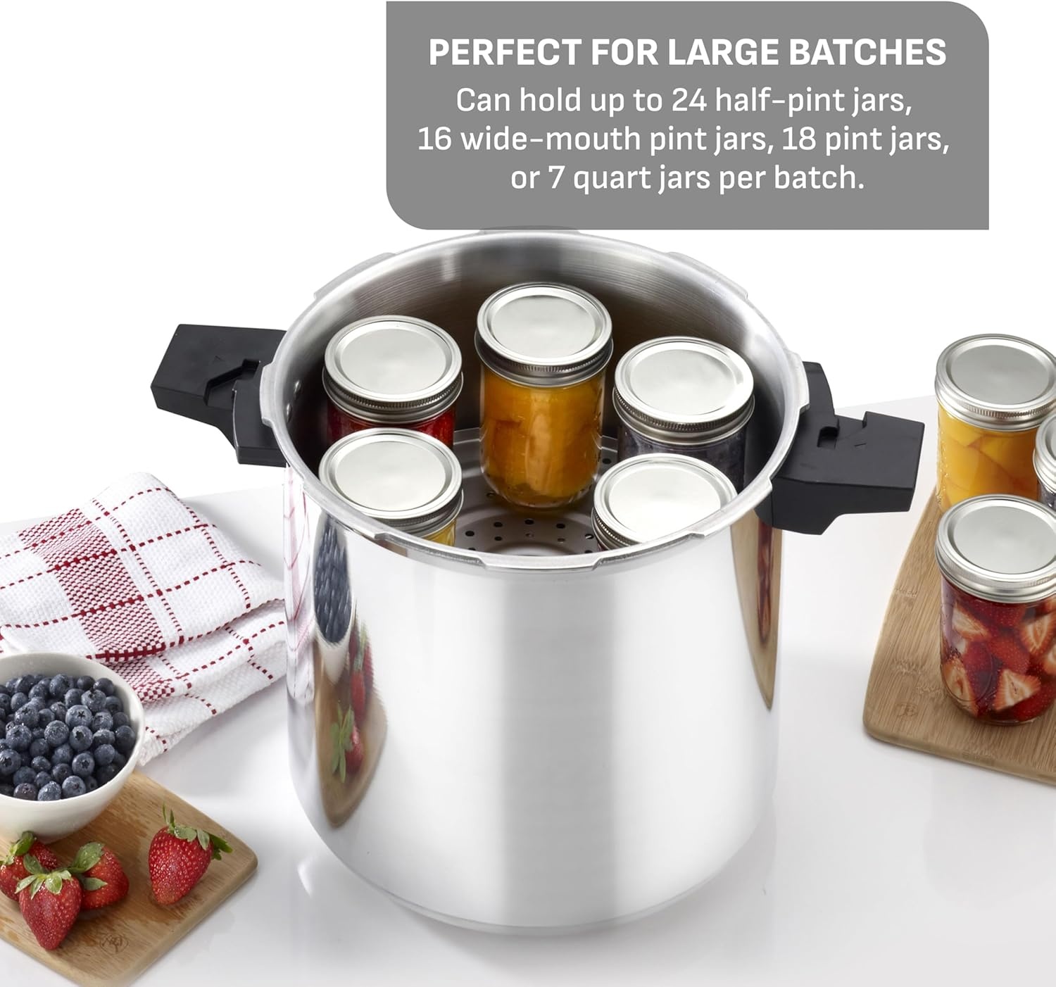 image:imageTfal 22Quart Aluminum Pressure Canner 3 PSI Settings Home Canning Includes Racks amp Canning Guide Large Capacity Pressure amp Water Bath Canning for Vegetables Meats Seafood amp Fruits SilverPressure Canner