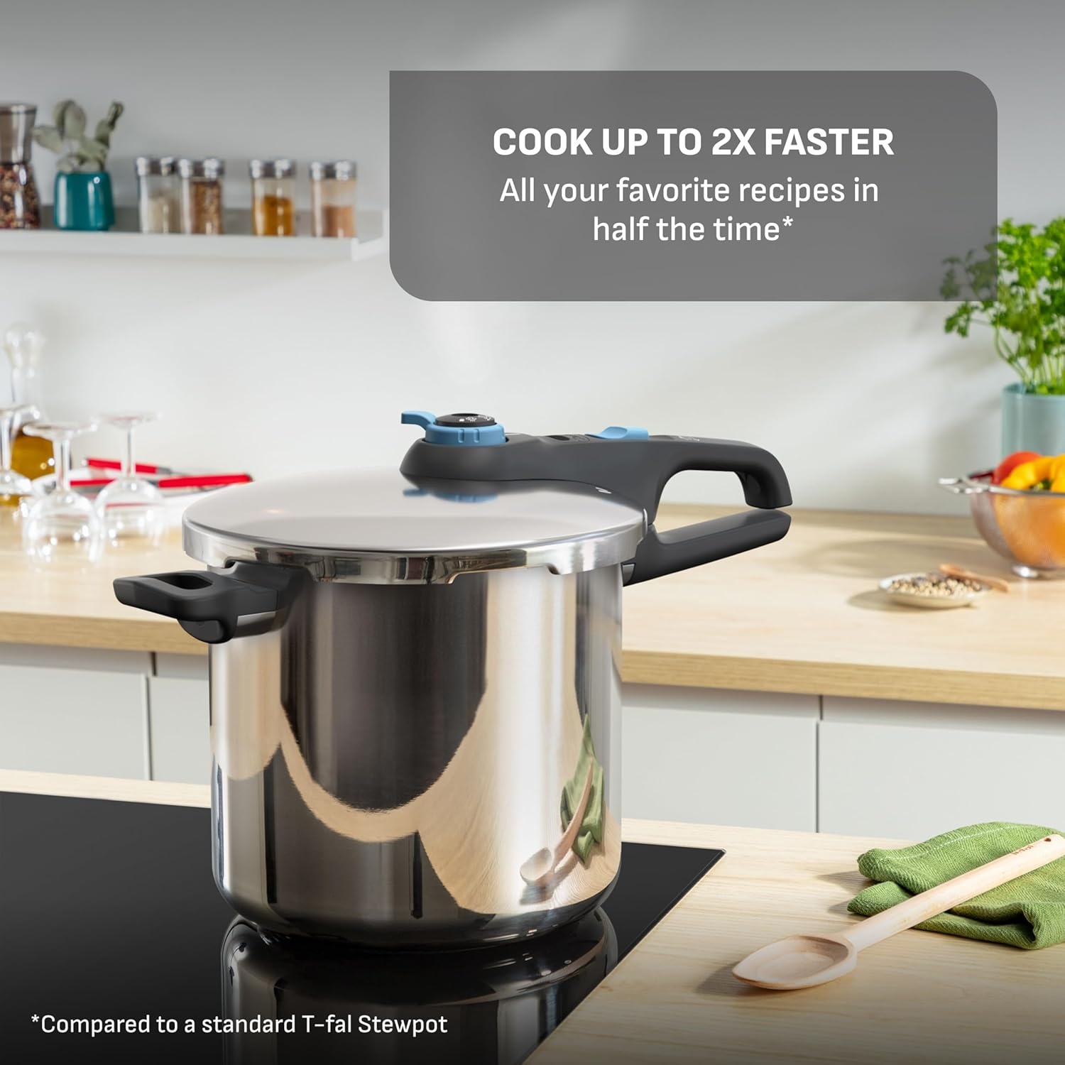 image:imageTfal 22Quart Aluminum Pressure Canner 3 PSI Settings Home Canning Includes Racks amp Canning Guide Large Capacity Pressure amp Water Bath Canning for Vegetables Meats Seafood amp Fruits SilverPressure Cooker
