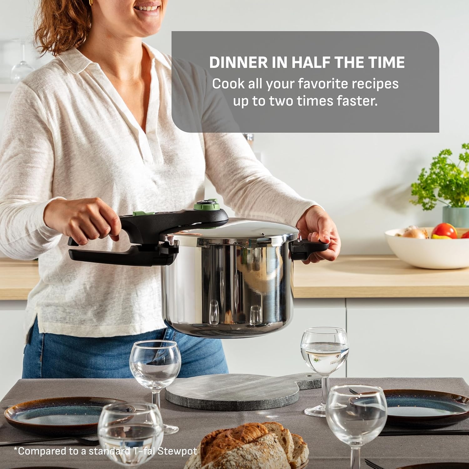 image:imageTfal 22Quart Aluminum Pressure Canner 3 PSI Settings Home Canning Includes Racks amp Canning Guide Large Capacity Pressure amp Water Bath Canning for Vegetables Meats Seafood amp Fruits SilverPressure Cooker