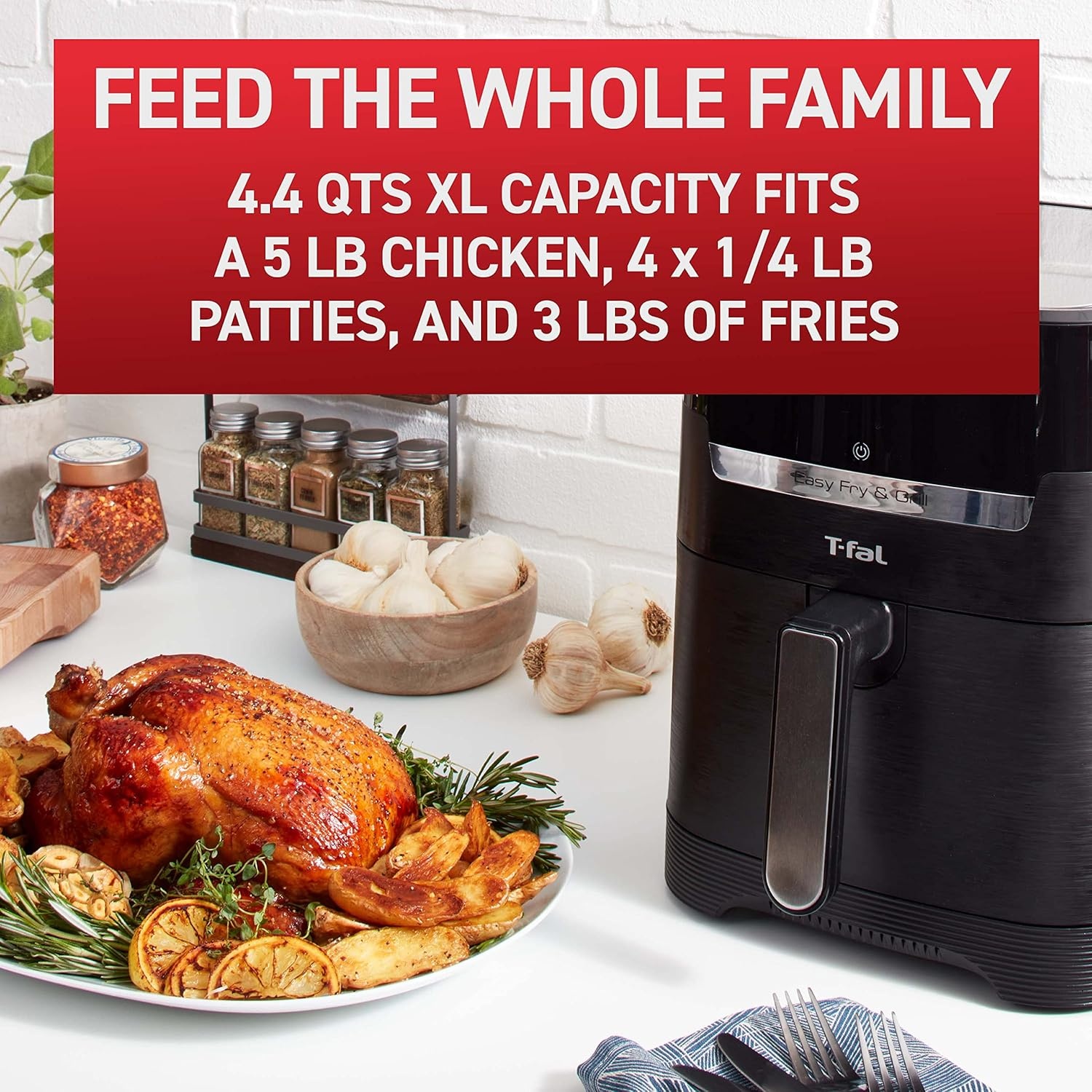 image:imageTfal Air Fryer amp Grill Combo Digital 2in1 44 Qrt black