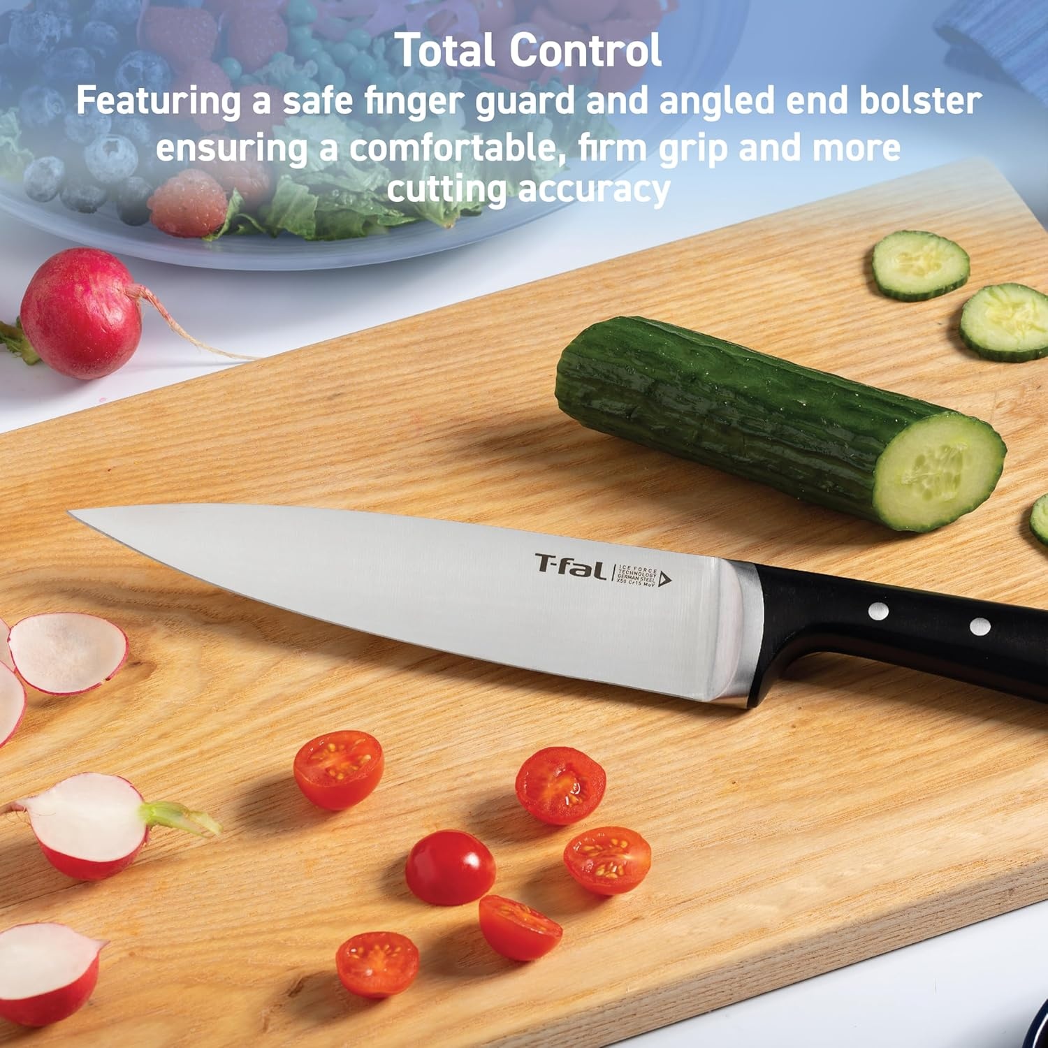 image:imageTfal Ice Force German Stainless Steel Bread Knife 8 Inch Long Lasting Sharpness High Cutting Precision Superior Durability Ultra Sharp Blades Cookware Kitchen Knife Cook Kitchen Tool Black3Piece Knife Set
