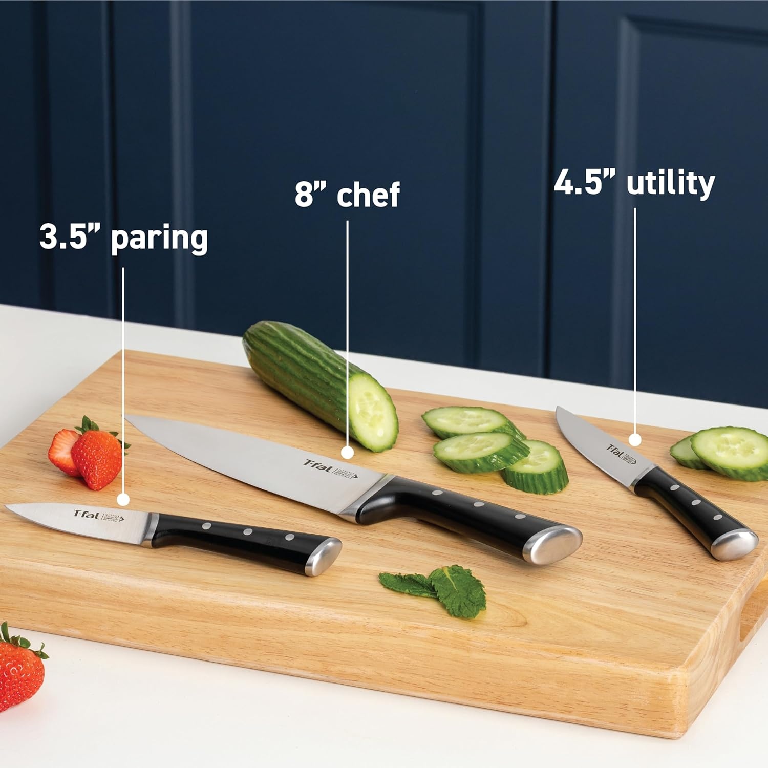image:imageTfal Ice Force German Stainless Steel Bread Knife 8 Inch Long Lasting Sharpness High Cutting Precision Superior Durability Ultra Sharp Blades Cookware Kitchen Knife Cook Kitchen Tool Black3Piece Knife Set