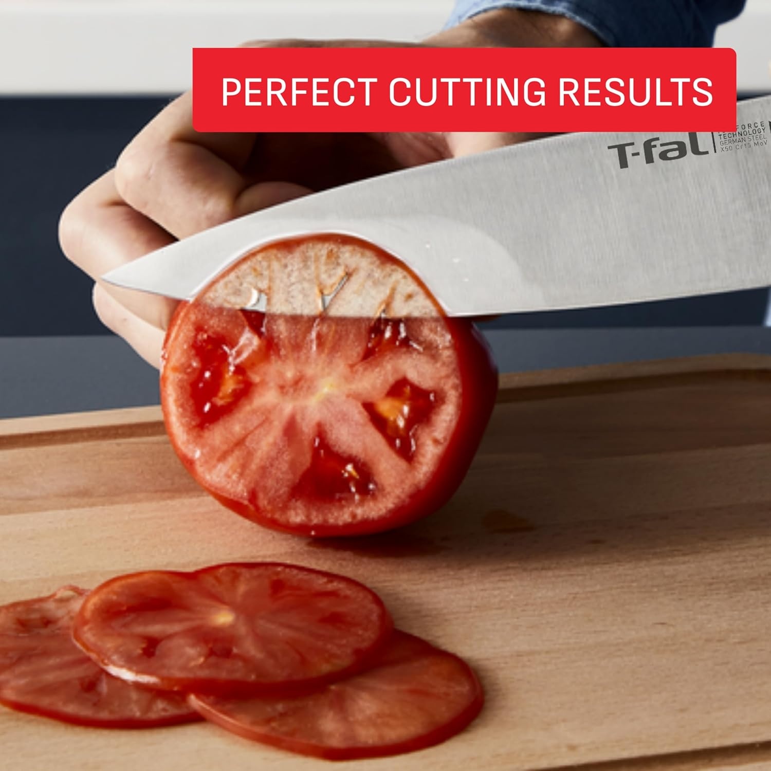 image:imageTfal Ice Force German Stainless Steel Bread Knife 8 Inch Long Lasting Sharpness High Cutting Precision Superior Durability Ultra Sharp Blades Cookware Kitchen Knife Cook Kitchen Tool Black8Piece Knife Block Set