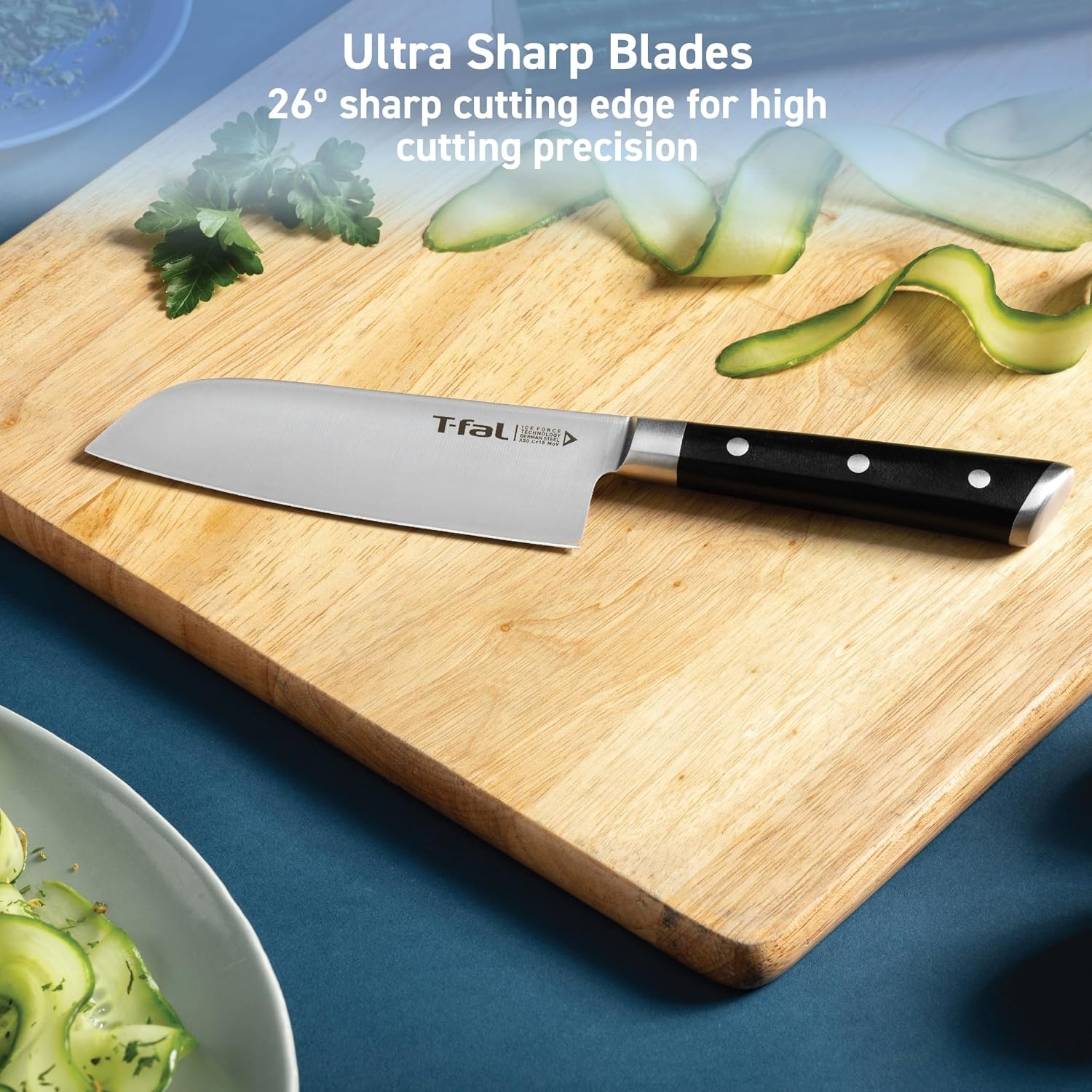 image:imageTfal Ice Force German Stainless Steel Bread Knife 8 Inch Long Lasting Sharpness High Cutting Precision Superior Durability Ultra Sharp Blades Cookware Kitchen Knife Cook Kitchen Tool Black3Piece Knife Set