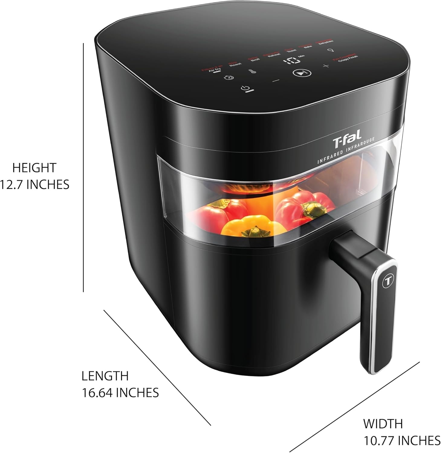 image:imageTfal Infrared Air Fryer 2x Faster Than Traditional Heating Large Air Fryer Dehydrator Combo 8 Cooking Functions Window With Light NoShake Technology Dishwasher Safe 1800W Black73 quarts