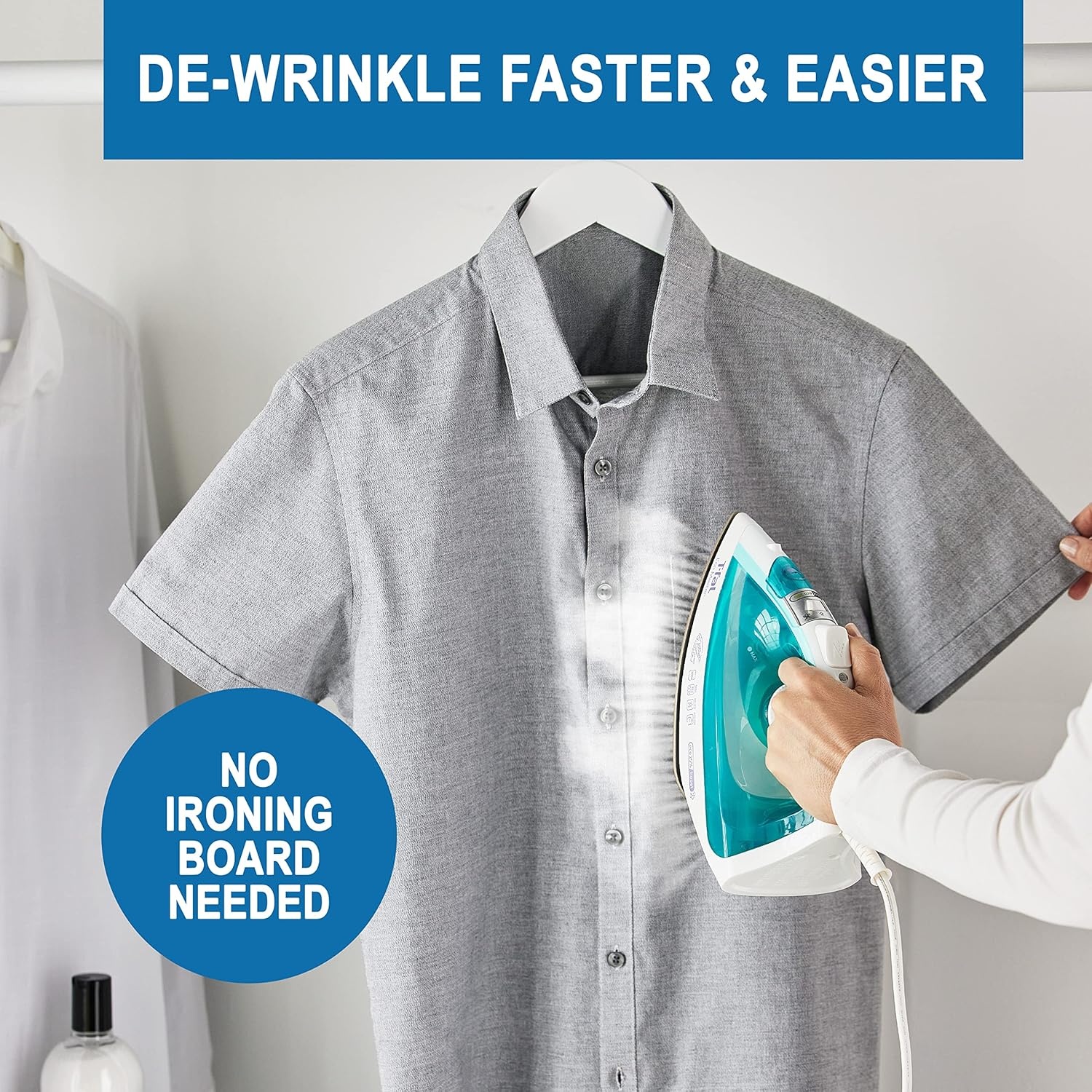 image:imageTfal Iron Ecomaster Steam Iron for Clothes Ceramic Soleplate EcoFriendly with Steam Trigger 1400 Watts AntiDrip Ironing Programmable Steaming Blue Clothes Iron FV1742U01400 Watts