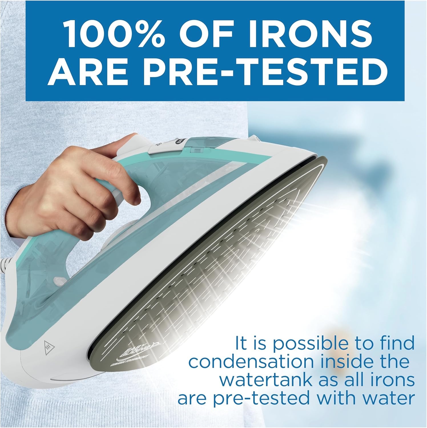 image:imageTfal Iron Ecomaster Steam Iron for Clothes Ceramic Soleplate EcoFriendly with Steam Trigger 1400 Watts AntiDrip Ironing Programmable Steaming Blue Clothes Iron FV1742U01400 Watts