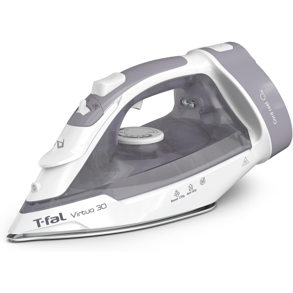 image:imageTFal Virtuo Steam Iron for Clothes with Retractable Cord Portable Iron and Steamer for Clothes Ceramic Nonstick Soleplate 1500 Watts AntiDrip AutoOff Scratch Resistant Grey528 in x 1205 in x 701 in