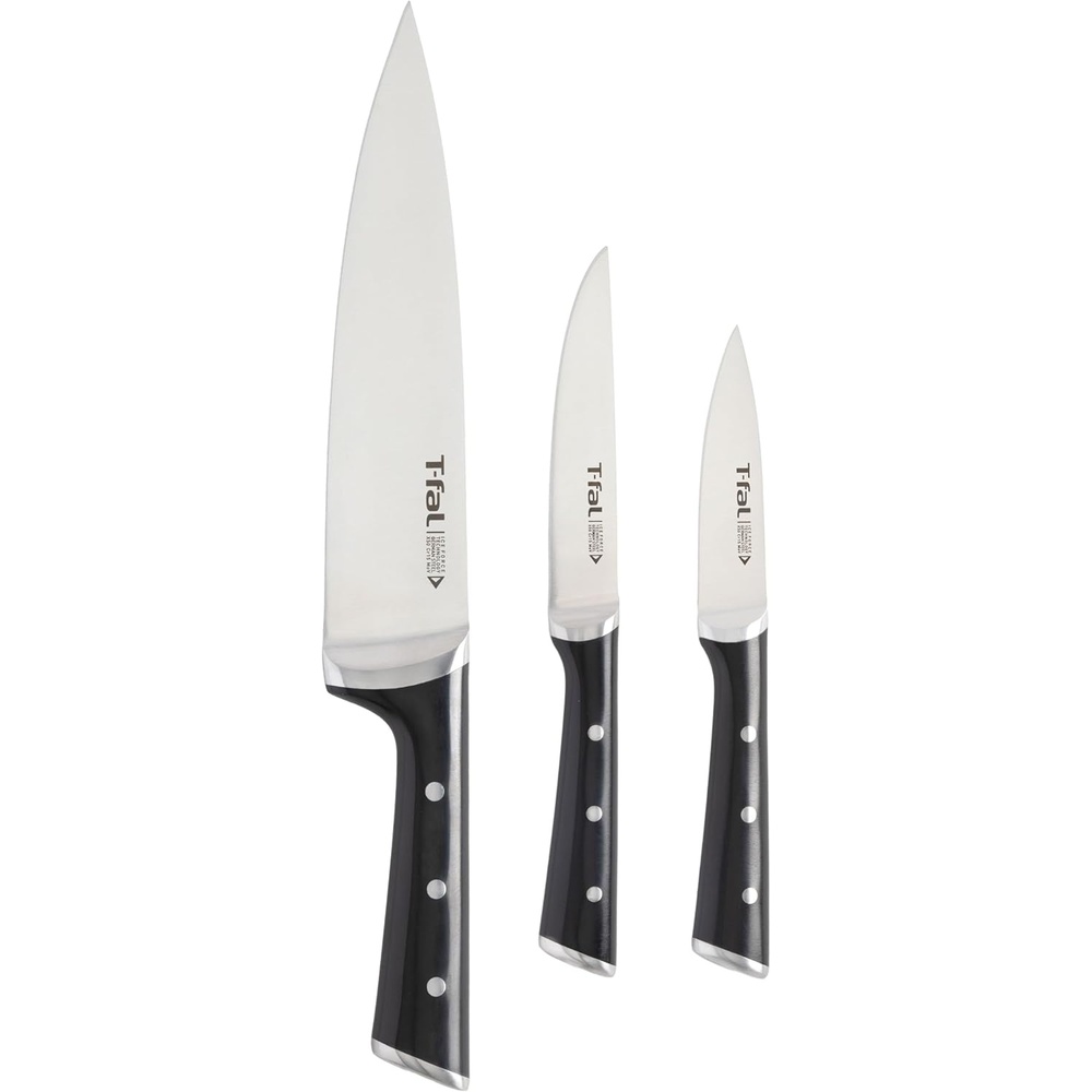 image:imageTfal Ice Force German Stainless Steel Bread Knife 8 Inch Long Lasting Sharpness High Cutting Precision Superior Durability Ultra Sharp Blades Cookware Kitchen Knife Cook Kitchen Tool Black3Piece Knife Set