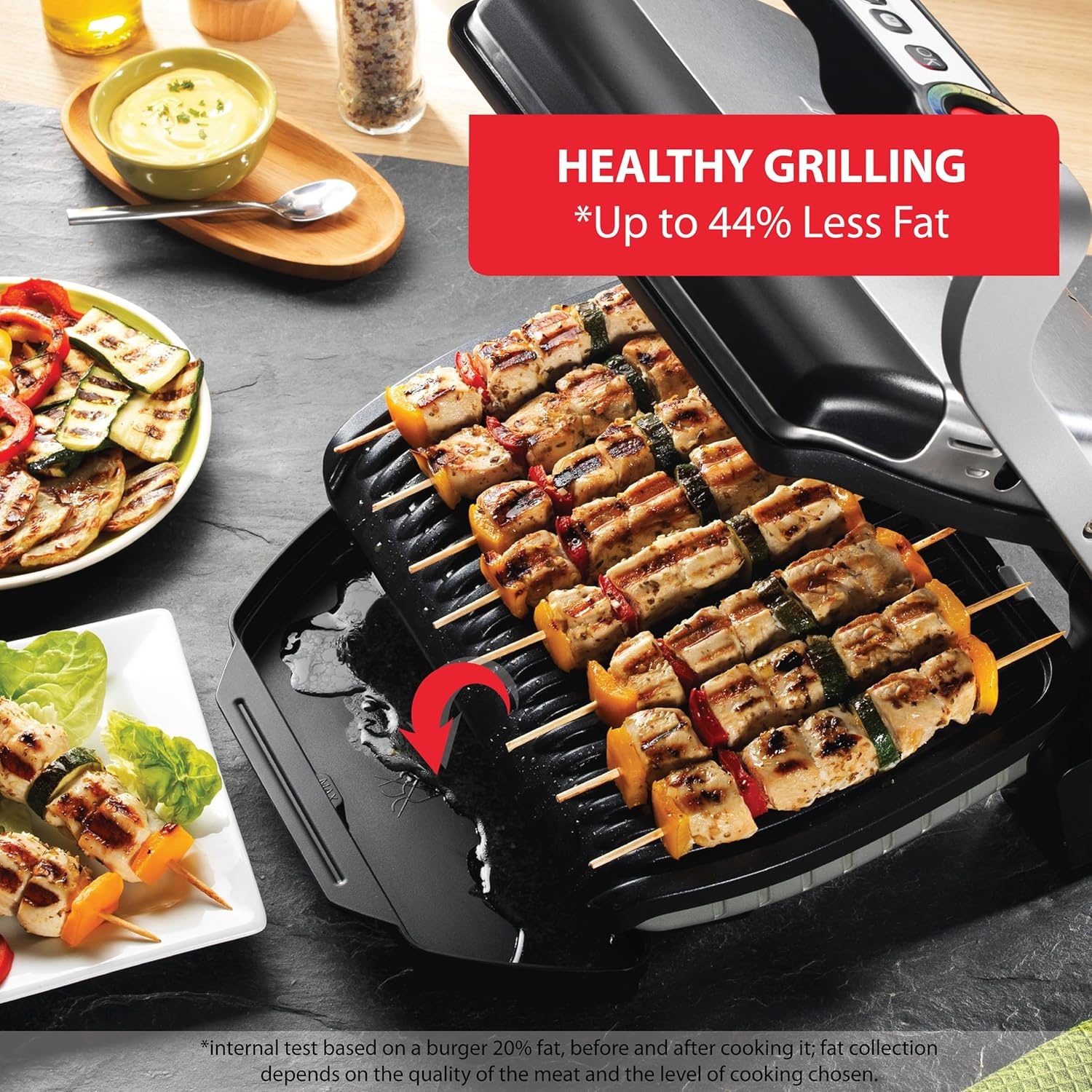 image:imageOptiGrill Stainless Steel Electric Grill With Tfal Ice Force Stainless Steel Steak Knives setUp to 4 Servings 6 Cooking Modes Plus Steak Knives