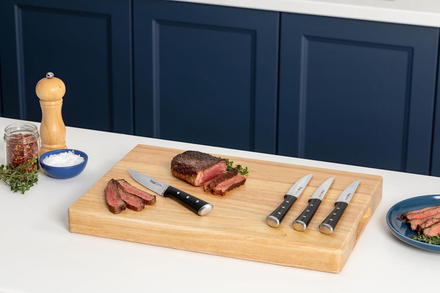 image:imageOptiGrill Stainless Steel Electric Grill With Tfal Ice Force Stainless Steel Steak Knives setUp to 4 Servings 6 Cooking Modes Plus Steak Knives