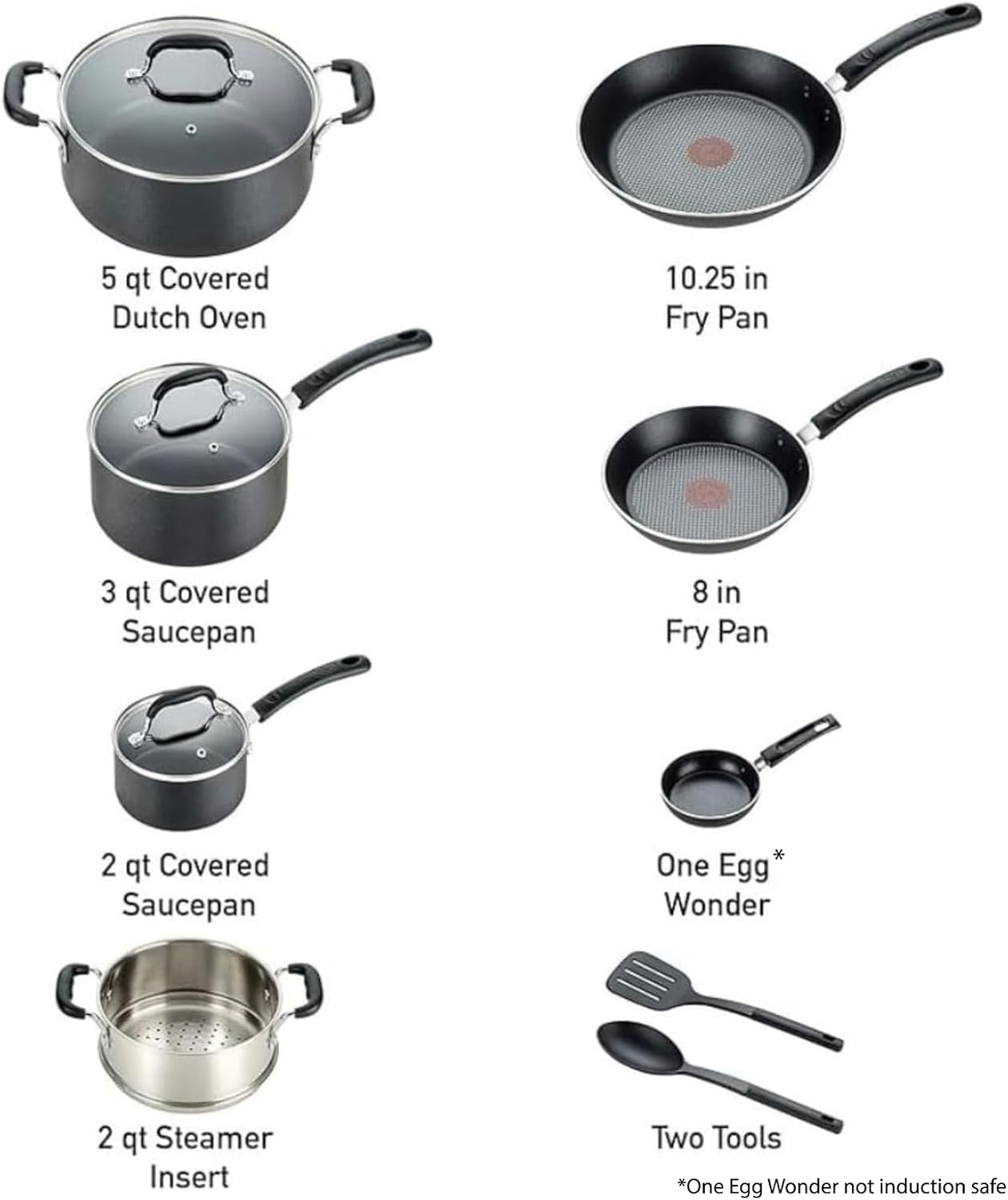 image:imageTfal 20 Piece Set of Experience Nonstick Cookware Set With Ice Force German Stainless Steel Kitchen Knife Set and Wood Block12Piece Set