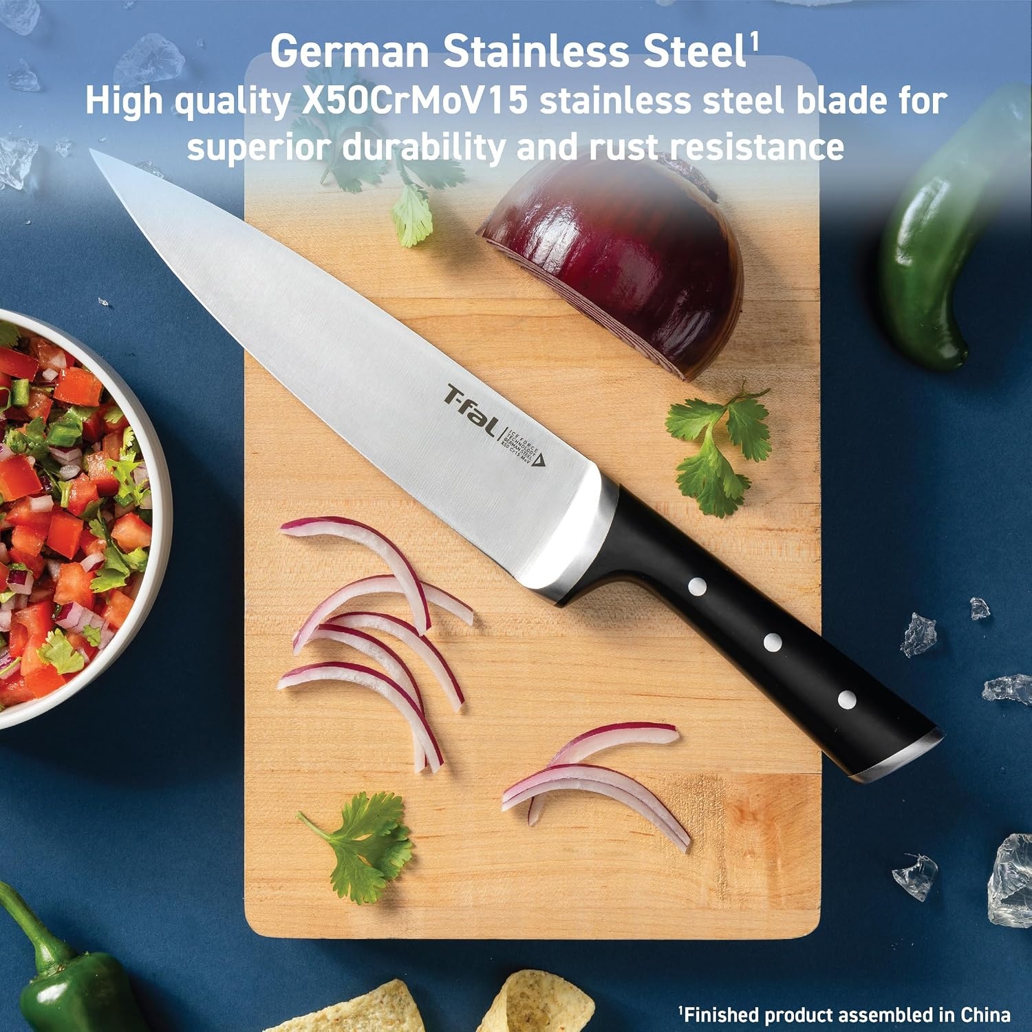 image:imageTfal 20 Piece Set of Experience Nonstick Cookware Set With Ice Force German Stainless Steel Kitchen Knife Set and Wood Block12Piece Set