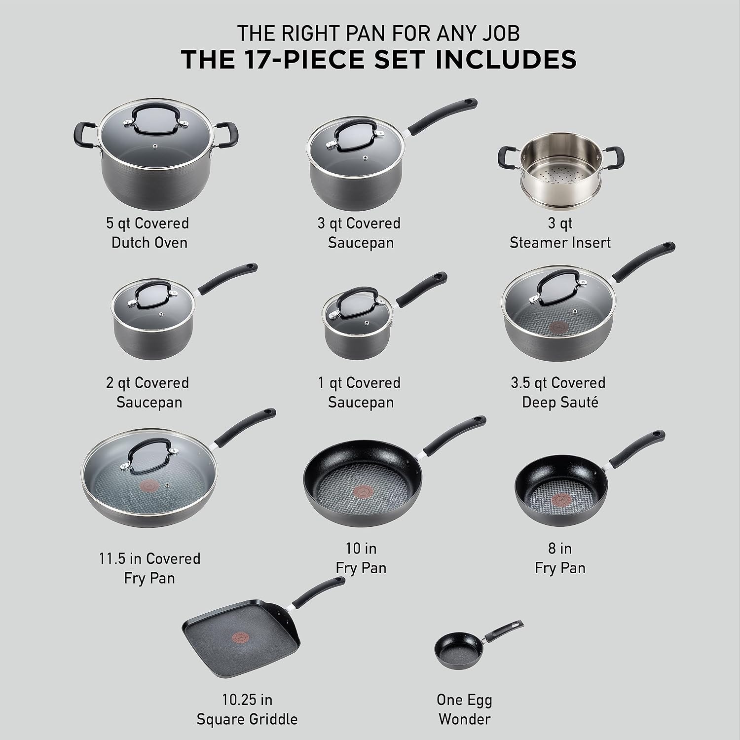 image:imageTfal 25 Piece Set Ultimate Hard Anodized Nonstick Cookware Set With Ice Force Stainless Steel Kitchen Knife Set and Wood Block