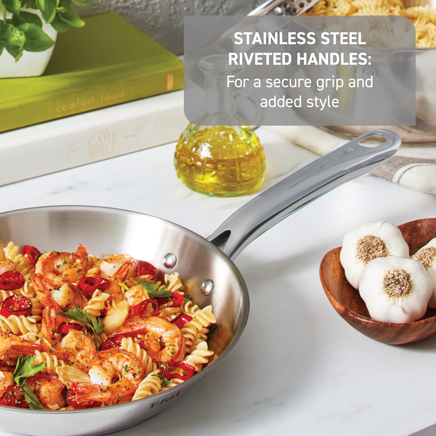 image:imageTfal Gourmet Stainless Steel Cookware Set 20Piece Kitchen Essentials Induction Compatible Dishwasher Safe Oven Safe to 500F Durable Pots and Pans with Steamer for Versatile Cooking20Piece