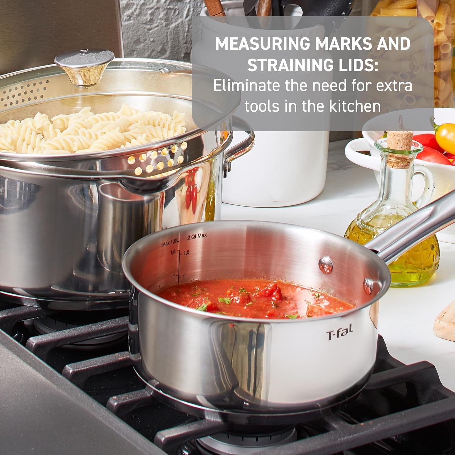 image:imageTfal Gourmet Stainless Steel Cookware Set 20Piece Kitchen Essentials Induction Compatible Dishwasher Safe Oven Safe to 500F Durable Pots and Pans with Steamer for Versatile Cooking20Piece