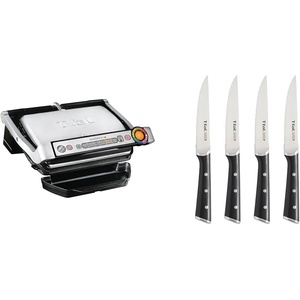 image:imageOptiGrill Stainless Steel Electric Grill With Tfal Ice Force Stainless Steel Steak Knives setUp to 4 Servings  6 Cooking Modes Plus Steak Knives