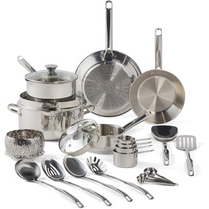 image:imageTfal Gourmet Stainless Steel Cookware Set 20Piece Kitchen Essentials Induction Compatible Dishwasher Safe Oven Safe to 500F Durable Pots and Pans with Steamer for Versatile Cooking20Piece