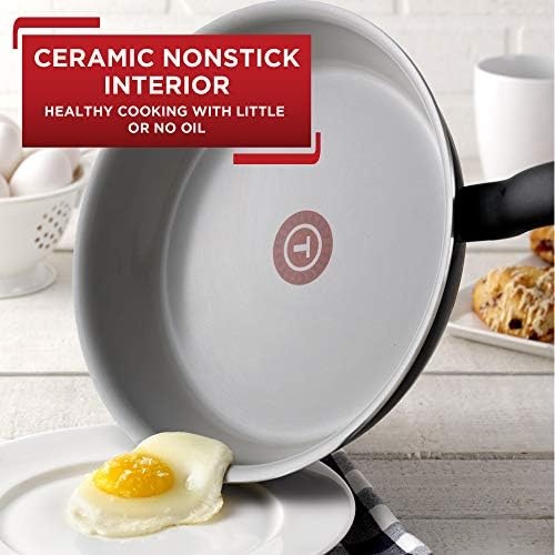 image:imageTfal Initiatives Ceramic Non Stick Cookware Set 14 Piece Oven Broiler Safe 350F Kitchen Cooking Set WFry Pans Saucepans Dutch Oven Utensils Healthy Cooking Pots and Pans Home Black