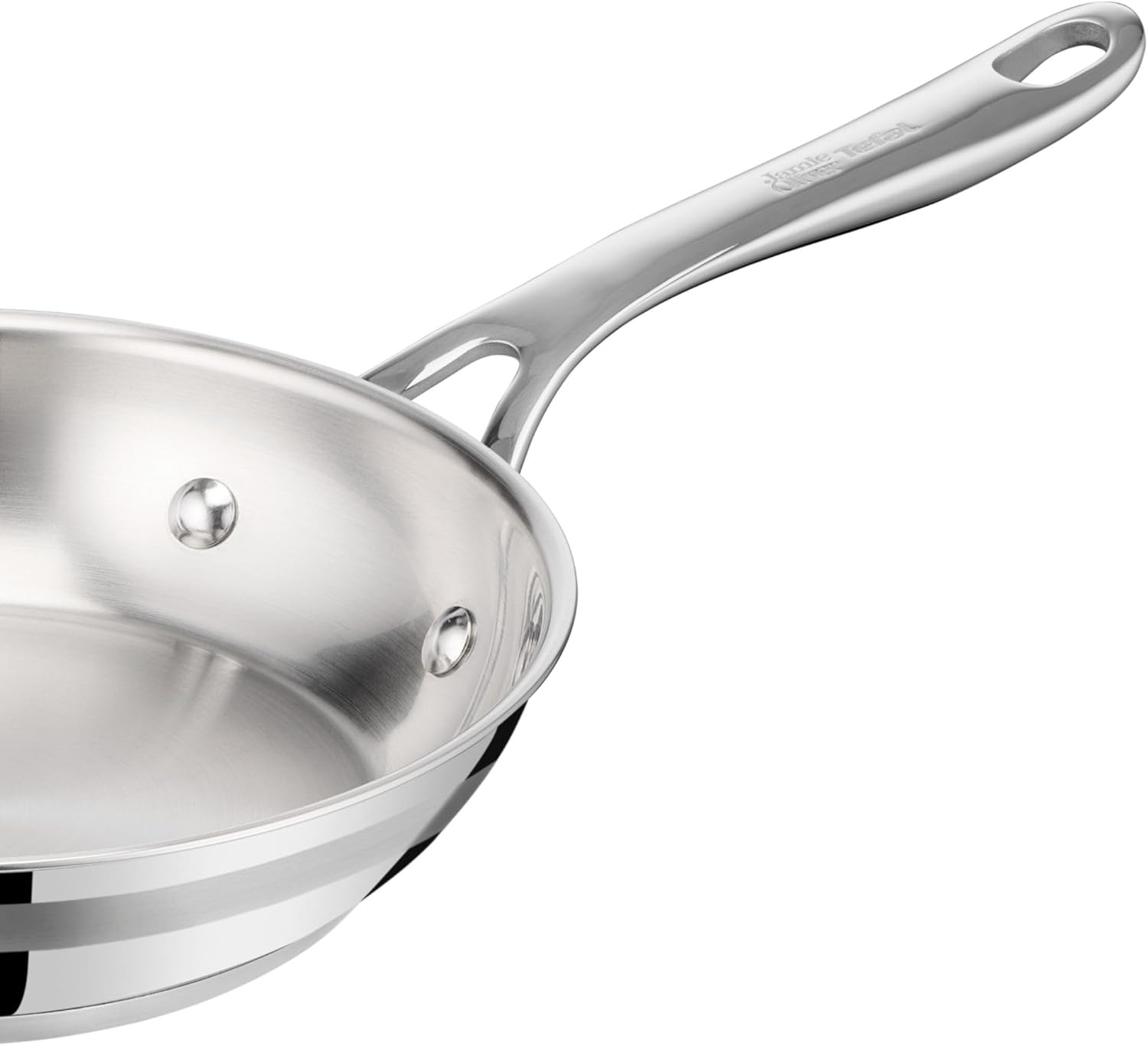 image:imageTFal x Jamie Oliver Nonstick Coated Stainless Steel Pans 95 amp 11 Induction Compatible Oven Safe up to 500F Chefs Stainless Steel Skillet Frying Pan SilverStainless Steel