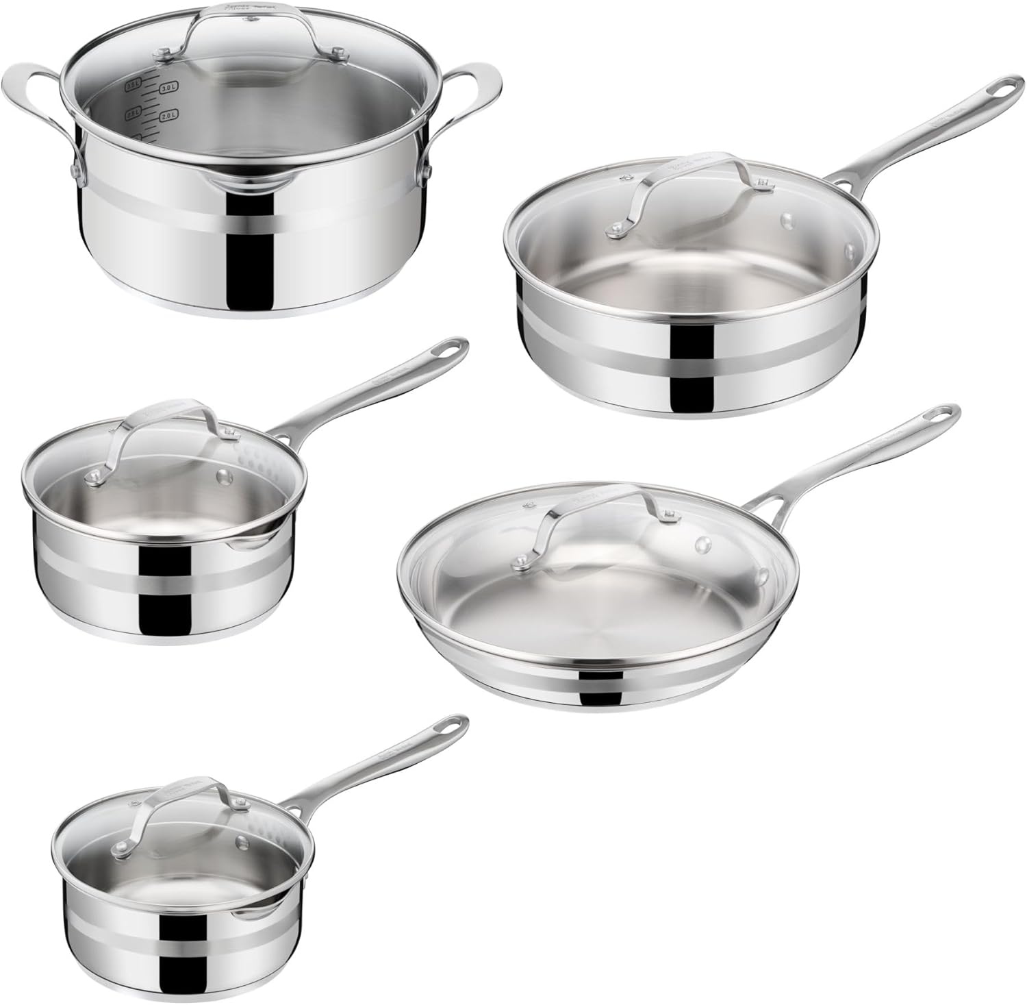 image:imageTFal x Jamie Oliver Nonstick Coated Stainless Steel Pans 95 amp 11 Induction Compatible Oven Safe up to 500F Chefs Stainless Steel Skillet Frying Pan SilverStainless Steel