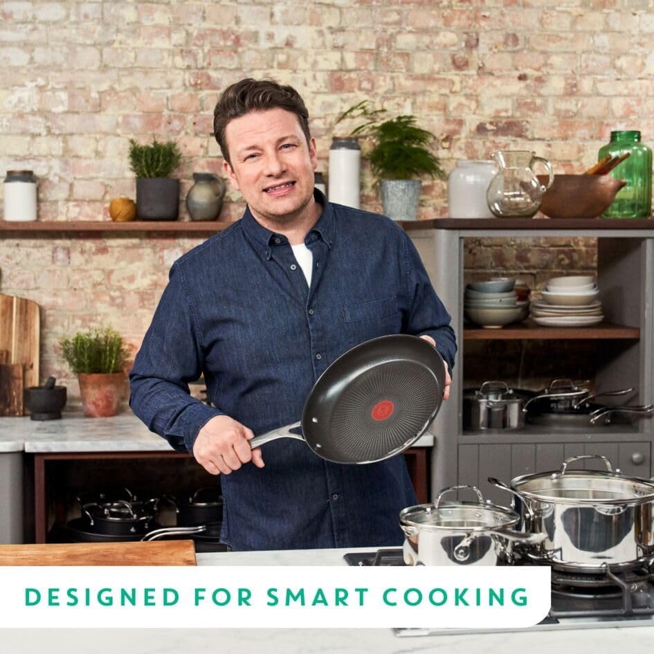image:imageTFal x Jamie Oliver Nonstick Coated Stainless Steel Pans 95 amp 11 Induction Compatible Oven Safe up to 500F Chefs Stainless Steel Skillet Frying Pan SilverNonstick Stainless Steel
