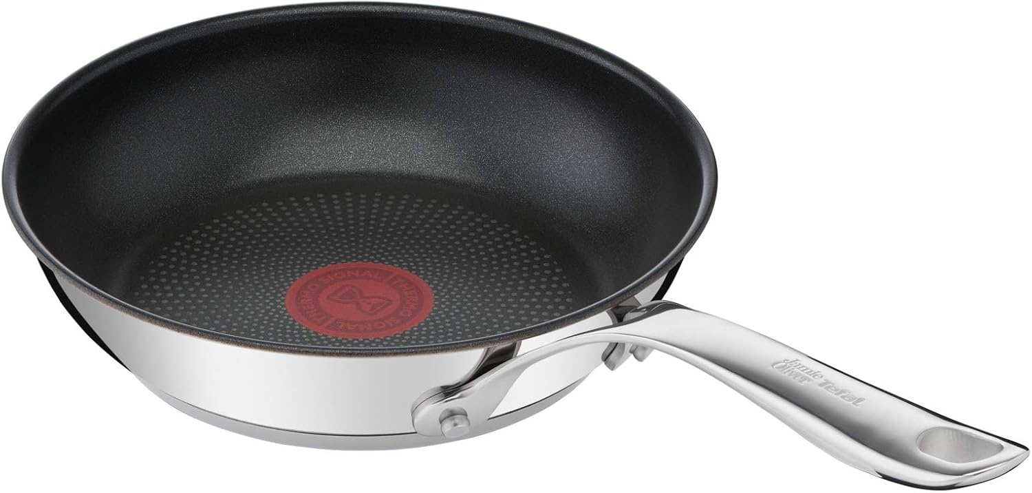 image:imageTFal x Jamie Oliver Nonstick Coated Stainless Steel Pans 95 amp 11 Induction Compatible Oven Safe up to 500F Chefs Stainless Steel Skillet Frying Pan SilverNonstick Stainless Steel