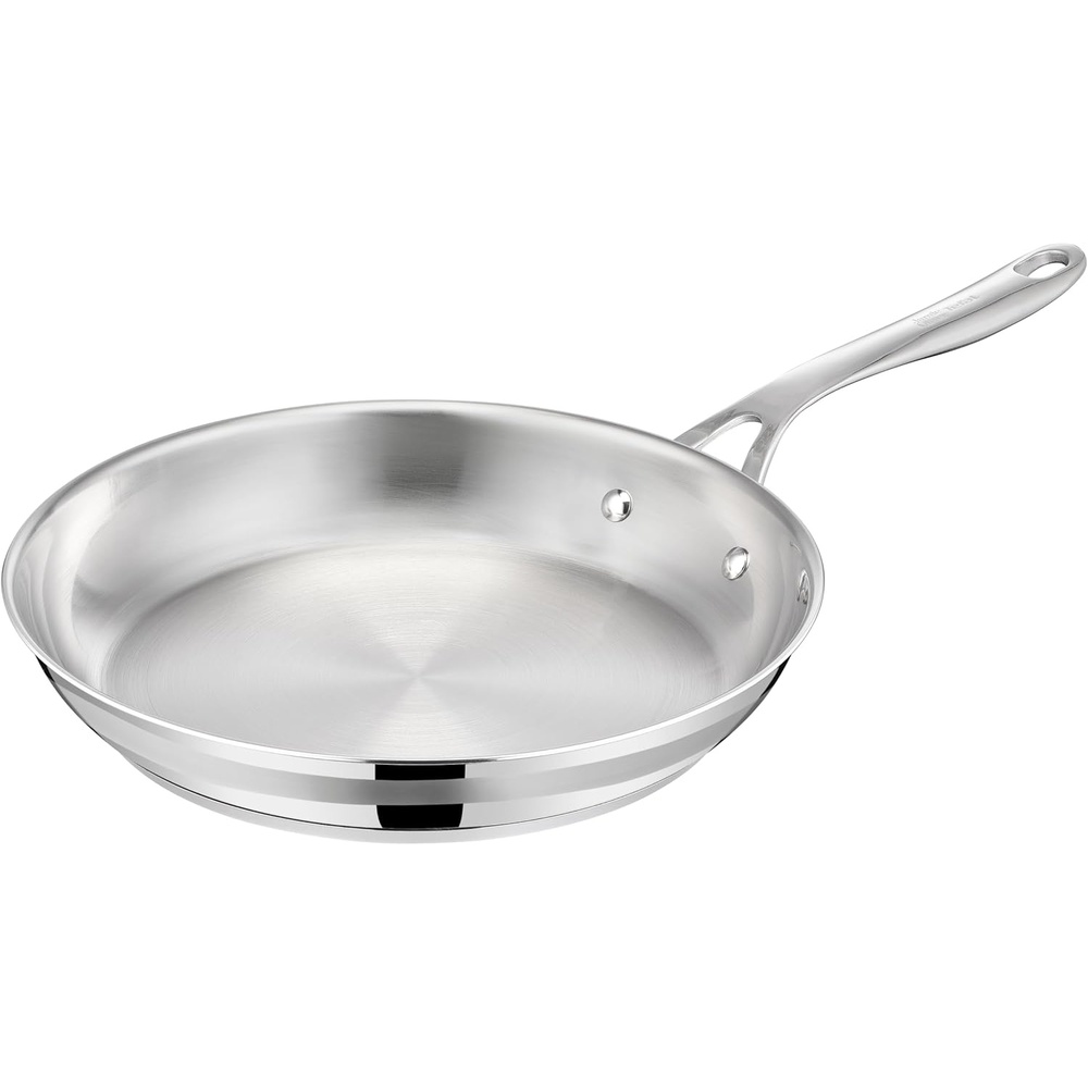 image:imageTFal x Jamie Oliver Nonstick Coated Stainless Steel Pans 95 amp 11 Induction Compatible Oven Safe up to 500F Chefs Stainless Steel Skillet Frying Pan SilverStainless Steel