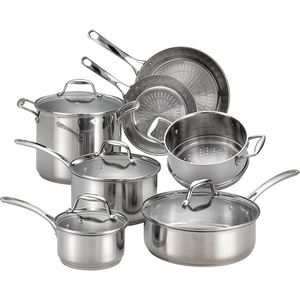 image:imageTfal Performa Stainless Steel Cookware Set 12 Piece Induction Oven Broiler Safe 500F Pots and Pans Dishwasher Safe SilverCast Stainless Steel Handle