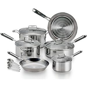 image:imageTfal Performa Stainless Steel Cookware Set 12 Piece Induction Oven Broiler Safe 500F Pots and Pans Dishwasher Safe SilverSilicone Stainless Steel Handle