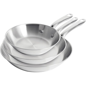 image:imageTFal Gourmet 8 11 amp 12 Stainless Steel Pan Set Induction Compatible Dishwasher Safe Oven Safe to 500F Skillet Set Frying Pans Silver